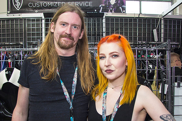 INNER SANCTUM’s Max Kuhl and Julia Wiegandt by their German Fetish Fair stand (photo: Tony Mitchell) 