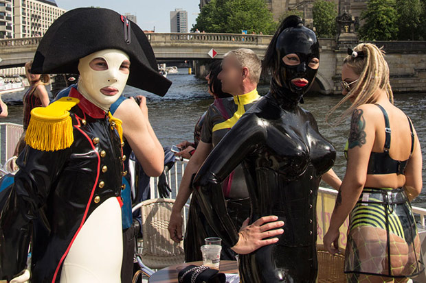 CRUISING ON THE SPREE in 2019, dressed in latex. This year’s one-hour cruise sold out immediately