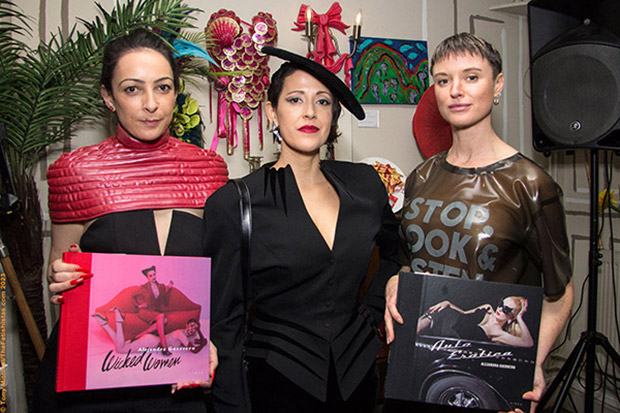 ALEJANDRA GUERRERO at her London book launch with her two Circa Press books Wicked Women and Auto Erotica ably displayed by @crude_podcast and @divinetheratrix (photo: Tony Mitchell)