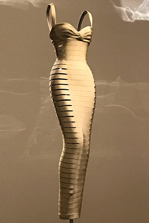AZZEDINE ALAÏA’s structured, tight Lycra-based styles like this gold dress were a major influence on Krystina’s own work (photo: Krystina Kitsis)