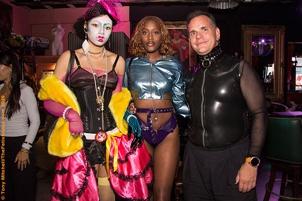 WICKED STYLE: Emrys, Ama and pal, shortly after arriving during the afternoon segment of the Exxtravaganza event at Fabwick in Hackney Wick on Sep 20 (photo: Tony Mitchell)